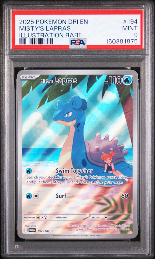 2025 Pokemon Dri En-Destined Rivals Illustration Rare Misty'S Lapras 9 PSA #194