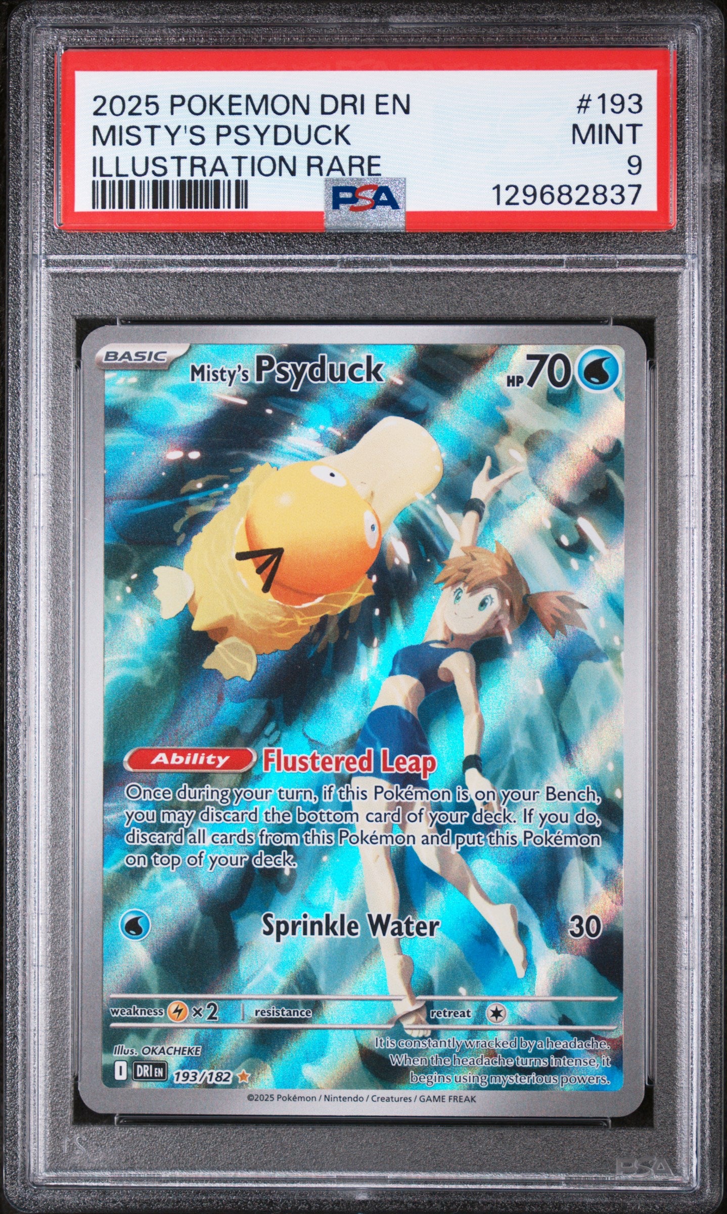 2025 Pokemon Dri En-Destined Rivals Illustration Rare Misty'S Psyduck 9 PSA #193