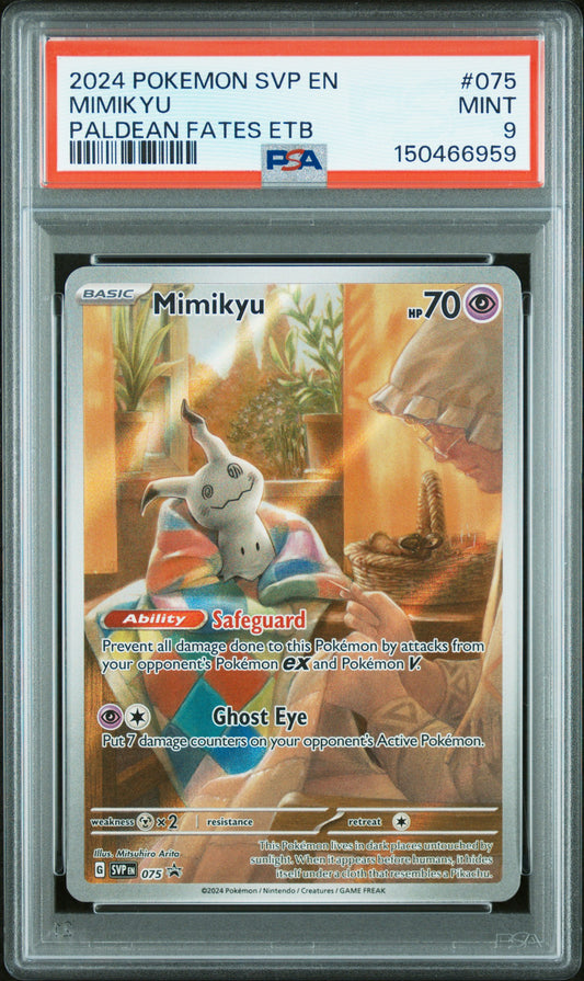2024 Pokemon Svp En-Sv Black Star Promo Paldean Fates Etb Mimikyu 9 PSA #075