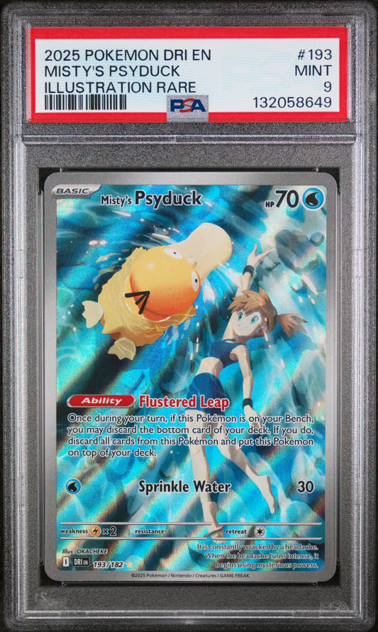 2025 Pokemon Dri En-Destined Rivals Illustration Rare Misty'S Psyduck 9 PSA #193