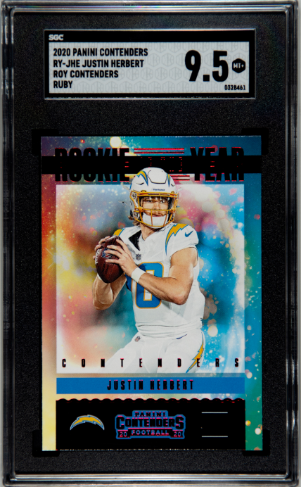 2020 Panini Contenders Roy Contenders Ruby Justin Herbert 9.5 SGC #RY-JHE