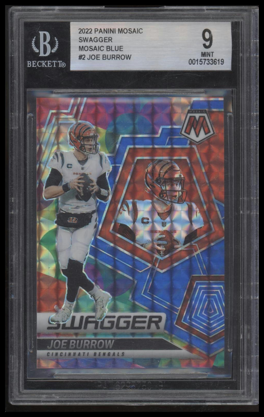 2022 Panini Mosaic Swagger Mosaic Blue Joe Burrow 9.0 BGS #2