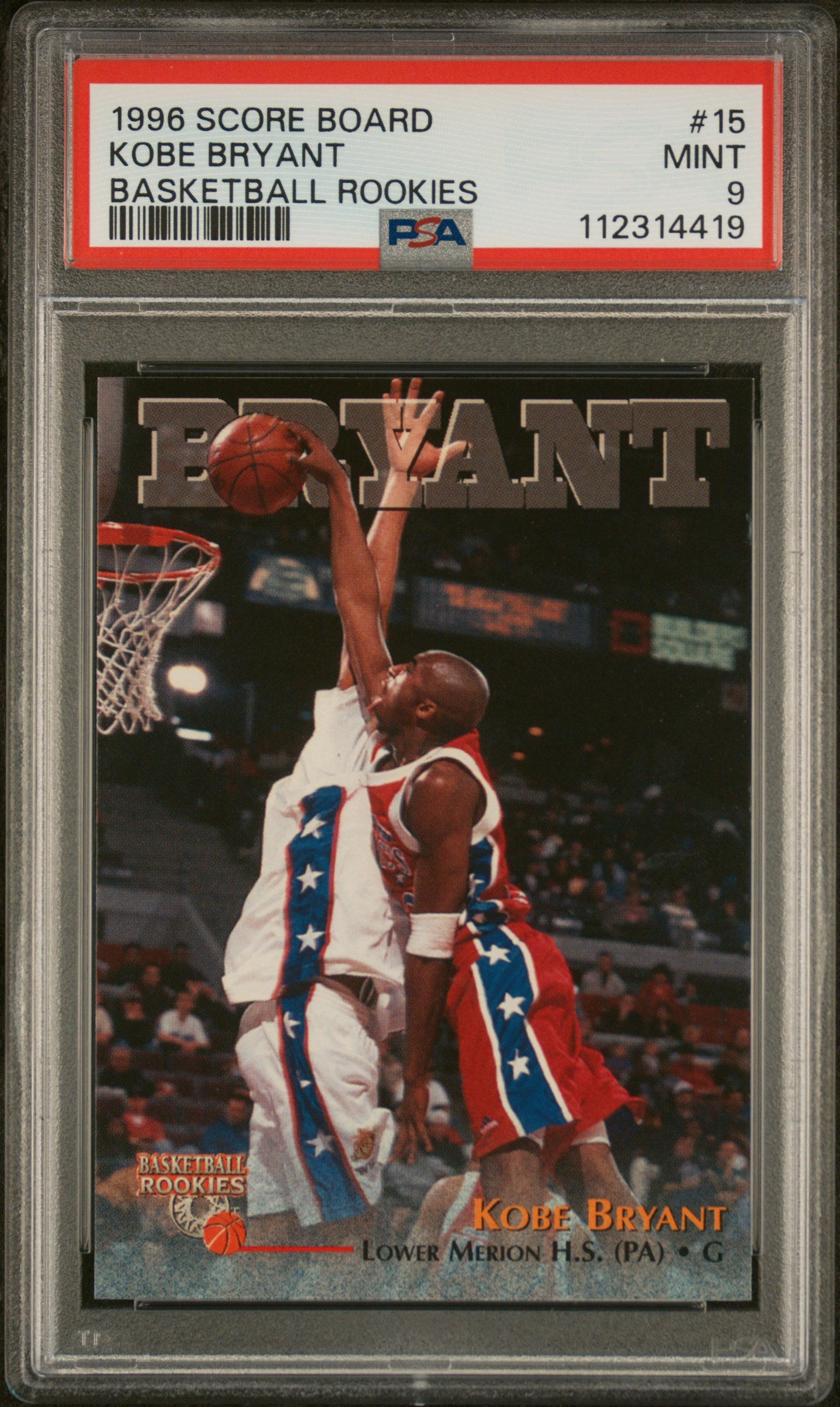 1996 Score Board Basketball Rookies Basketball Rookies Kobe Bryant 9 PSA #15