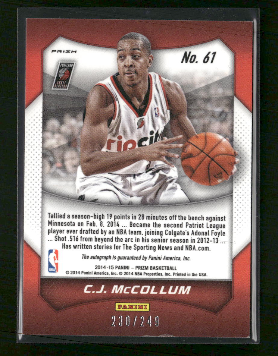 2014-15 Panini Prizm Autographs Prizms Blue Pulsar C.J. McCollum #/249 Auto #61