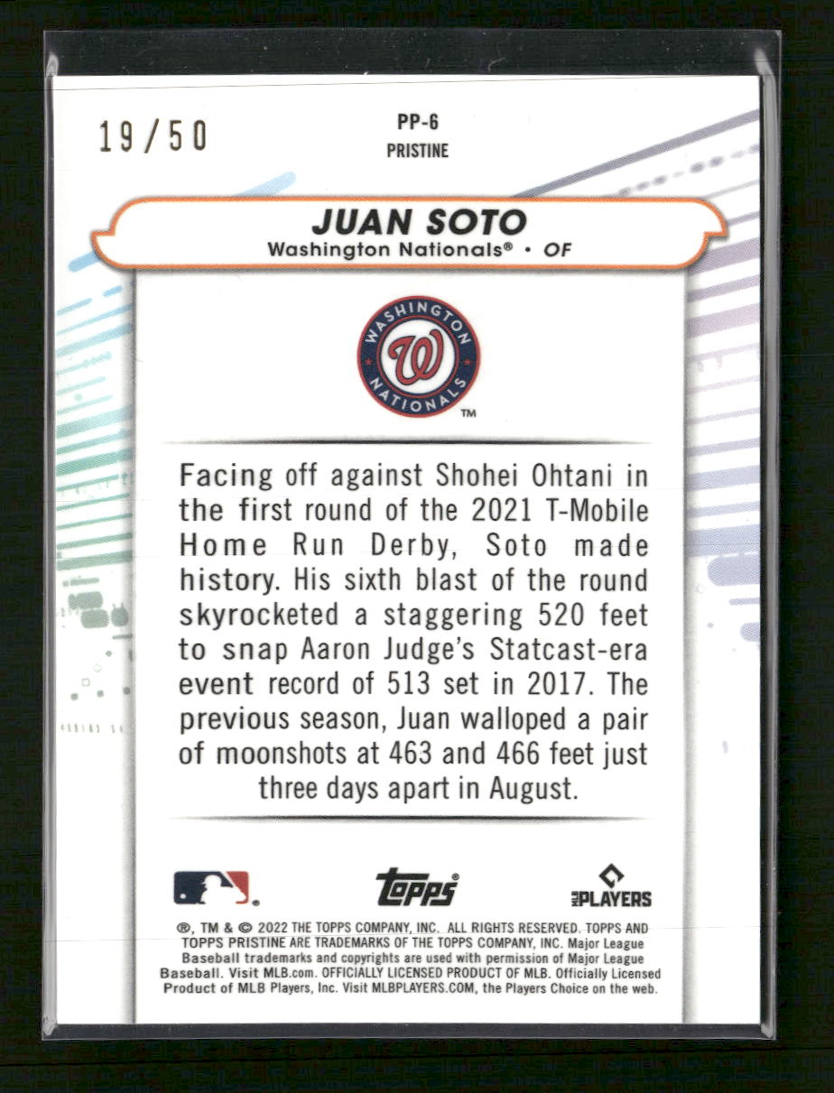 2022 Topps Pristine Pure Power Gold Refractor Juan Soto #/50 #PP-6