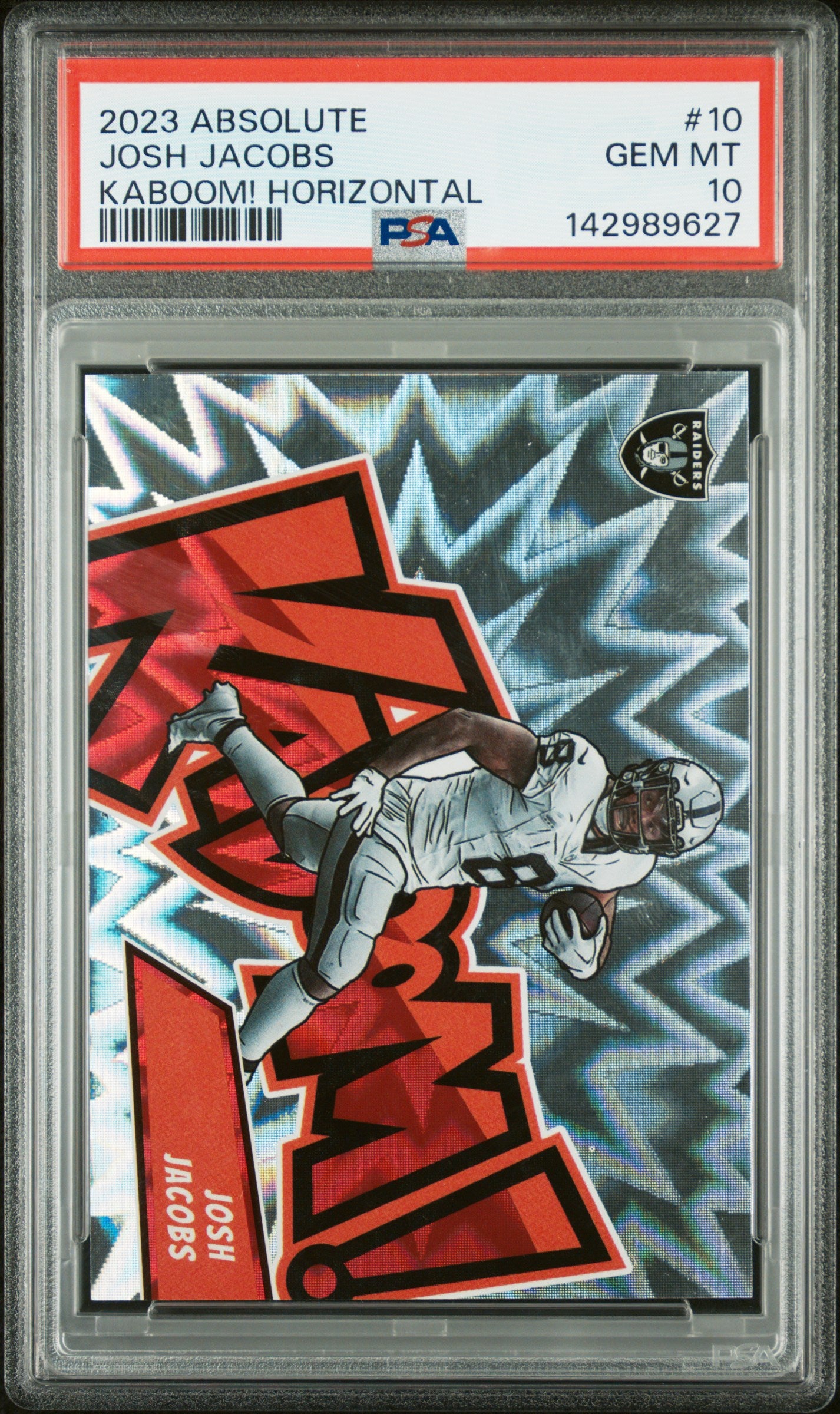 2023 Panini Absolute Kaboom! Horizontal Josh Jacobs 10 PSA #10