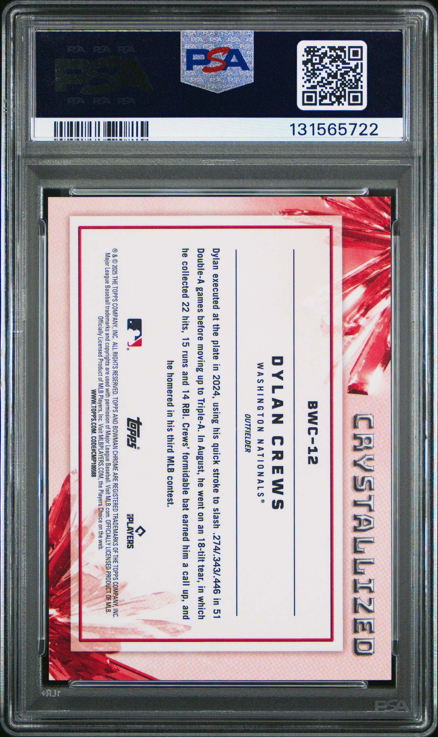 2025 Bowman Crystallized Dylan Crews 10 PSA #BWC12