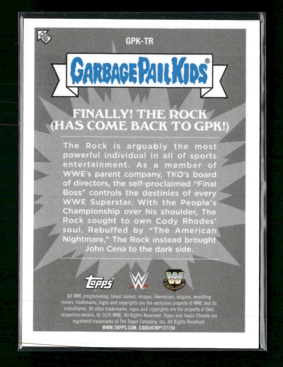 2026 Topps Chrome WWE GPK Finally! The Rock (Has Come Back to GPK!) #GPK-TR