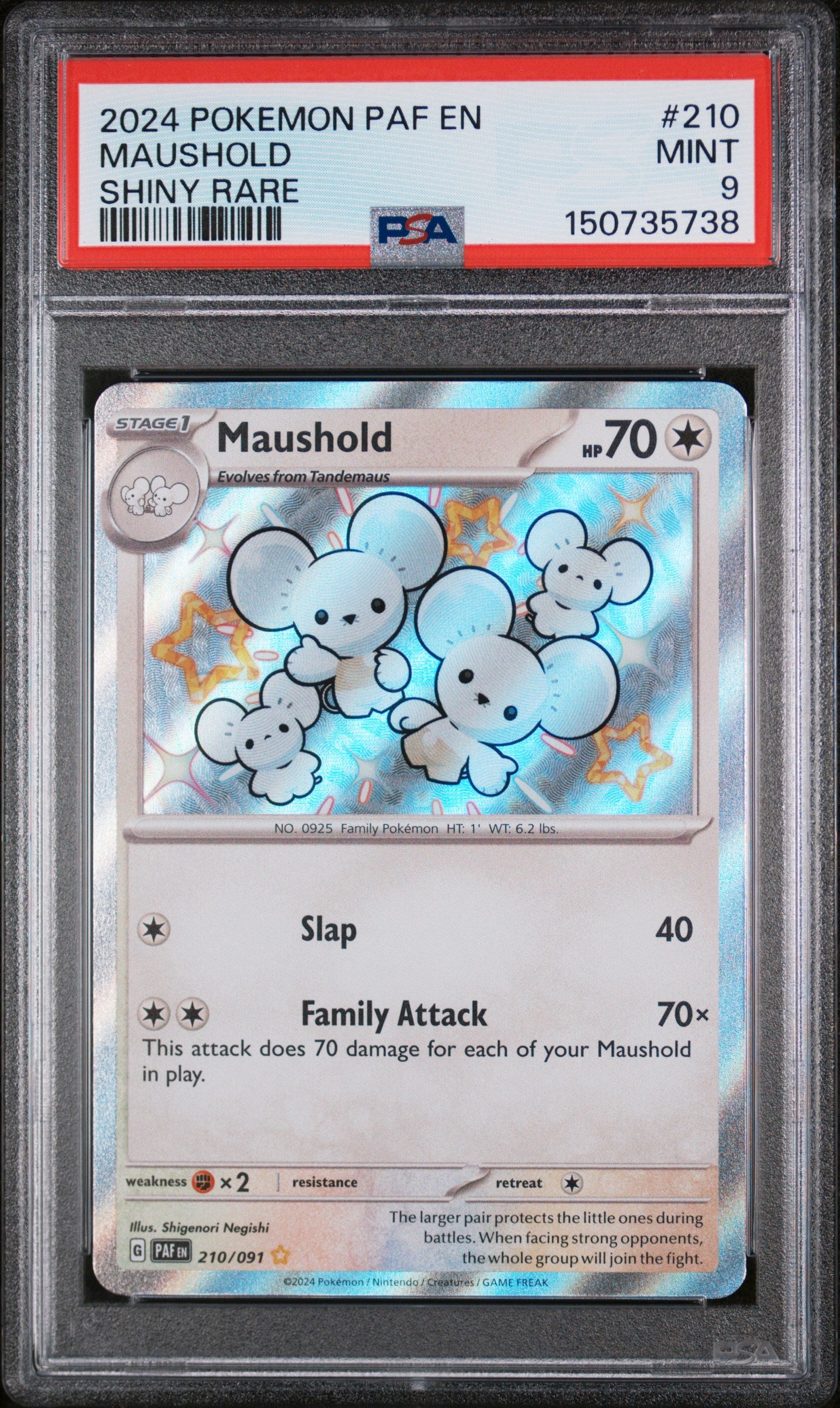 2024 Pokemon Paf En-Paldean Fates Shiny Rare Maushold 9 PSA #210