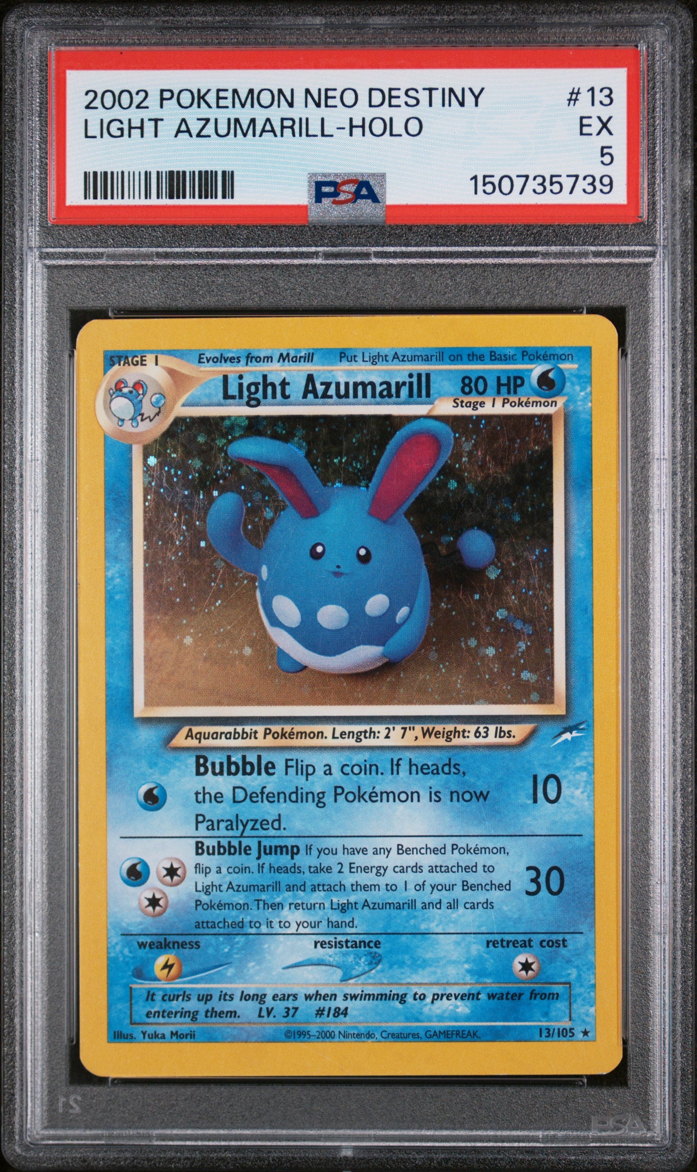 2002 Pokemon Neo Destiny Light Azumarill-Holo 5 PSA #13