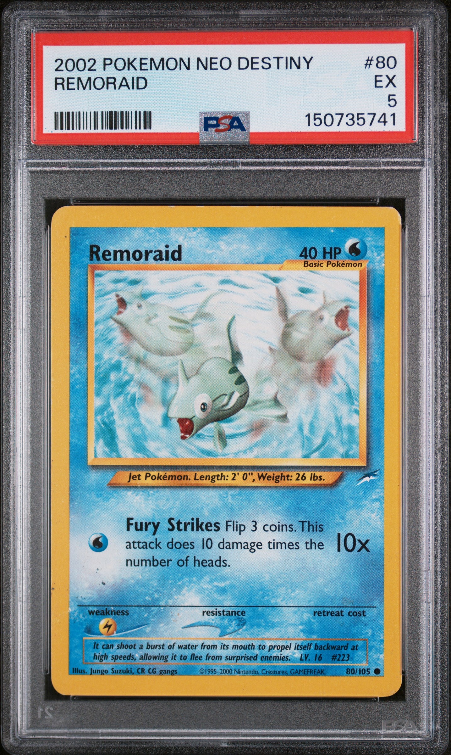 2002 Pokemon Neo Destiny Remoraid 5 PSA #80