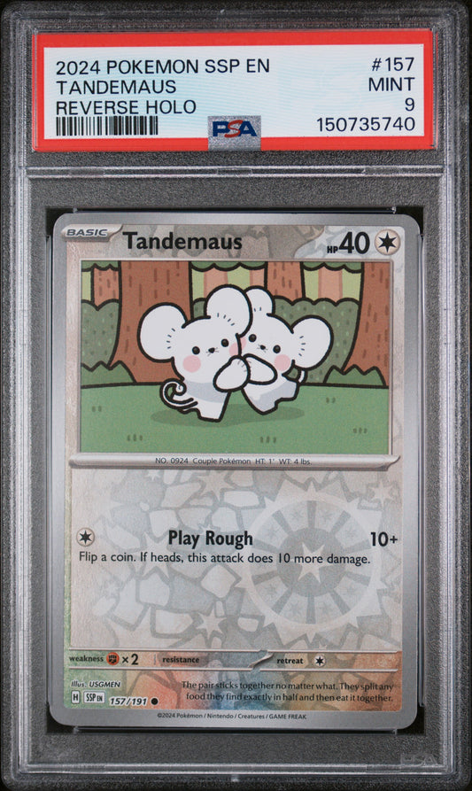 2024 Pokemon Ssp En-Surging Sparks Reverse Holo Tandemaus 9 PSA #157