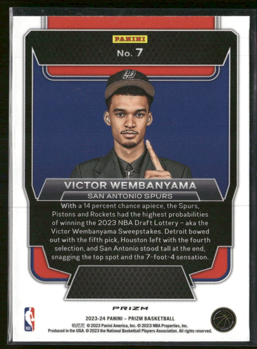 2023-24 Panini Prizm Luck of the Lottery Prizms Silver Victor Wembanyama #7