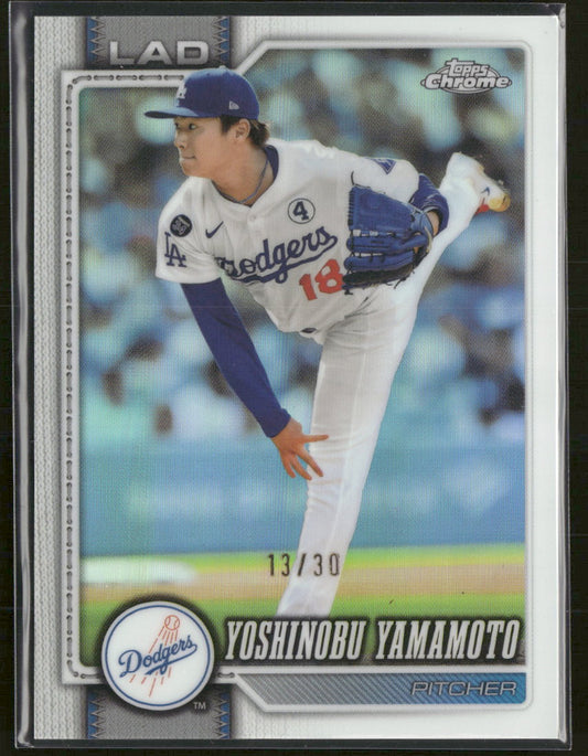 2026 Topps Chrome White Refractors Yoshinobu Yamamoto #/30 #75