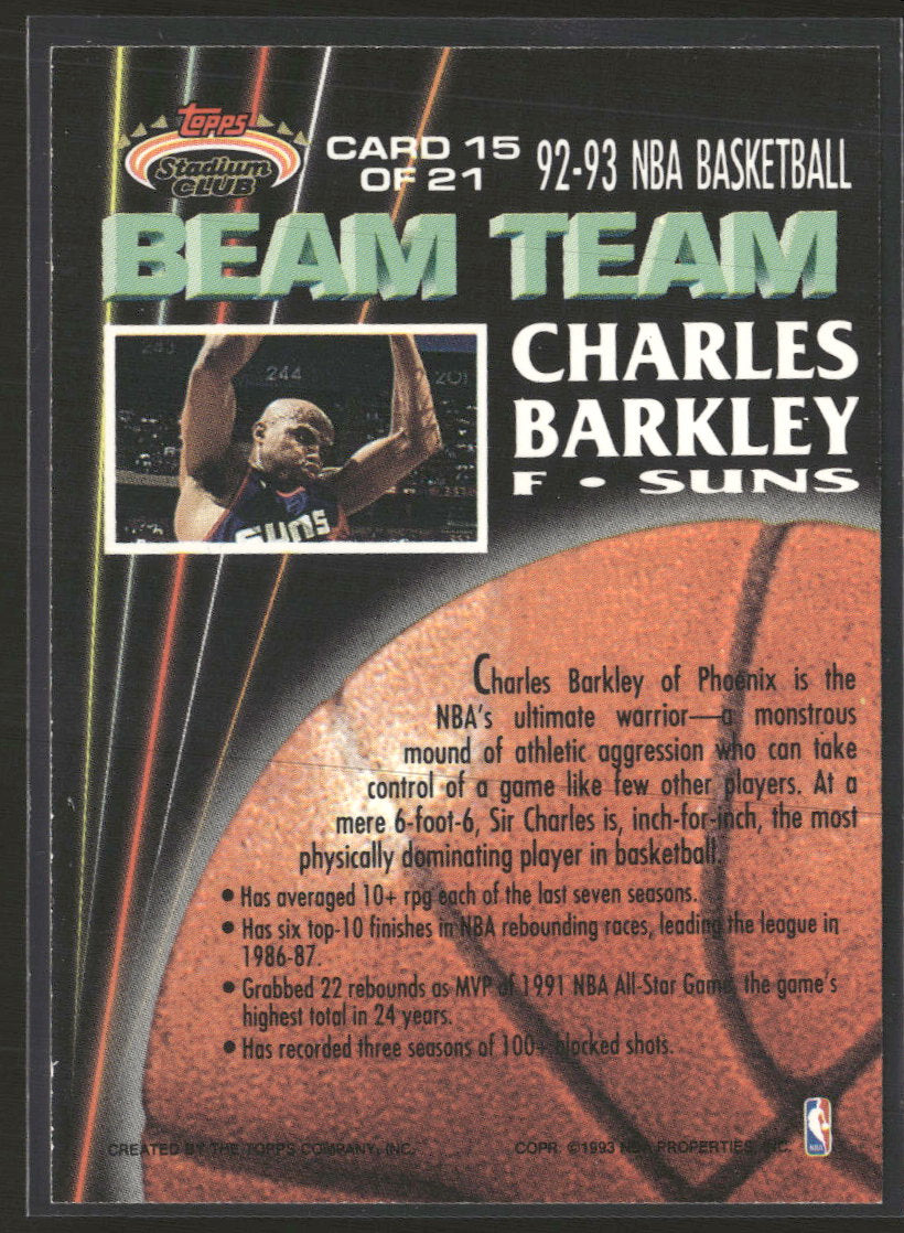 1992-93 Stadium Club Beam Team Members Only Charles Barkley #15