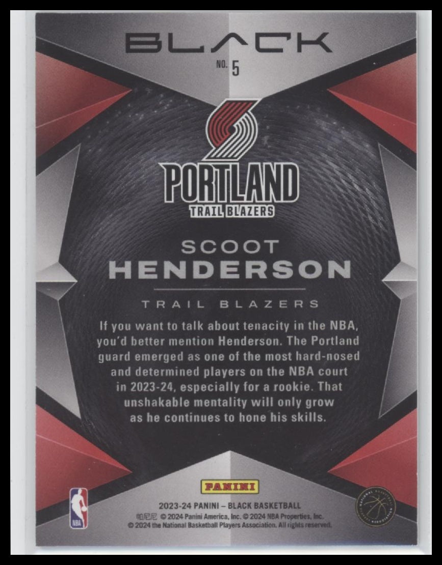 2023-24 Panini Black Vanta Scoot Henderson #5