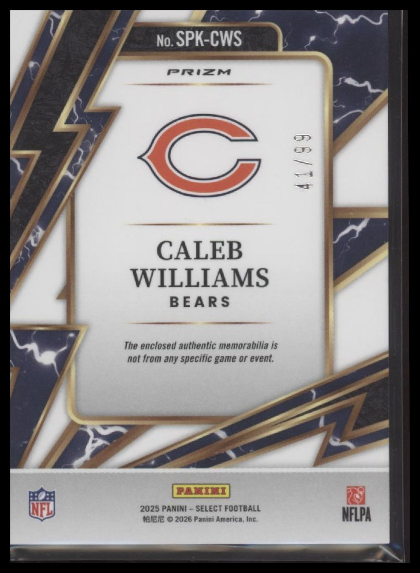 2025 Panini Select Sparks White Prizm Caleb Williams #/99 #SPK-CWS