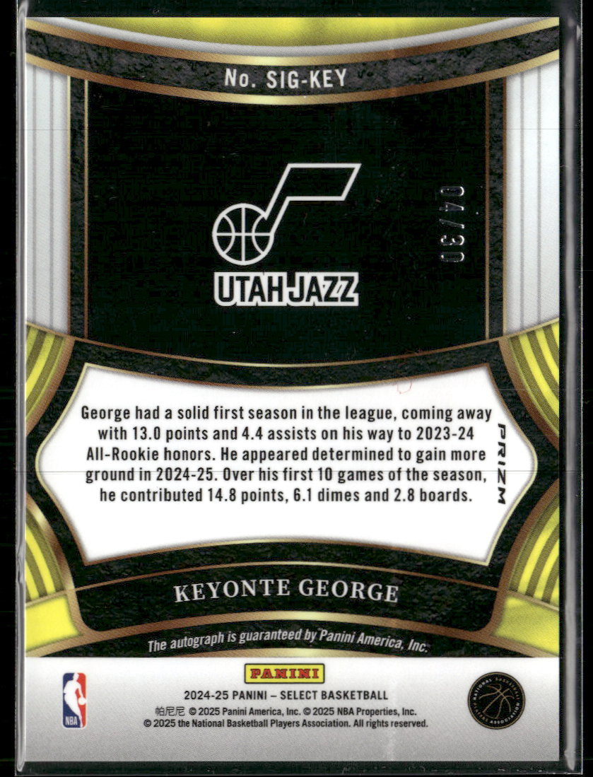 2024-25 Panini AU Neon Orange Pulsar Prizms Keyonte George #/30 Auto #SIG-KEY