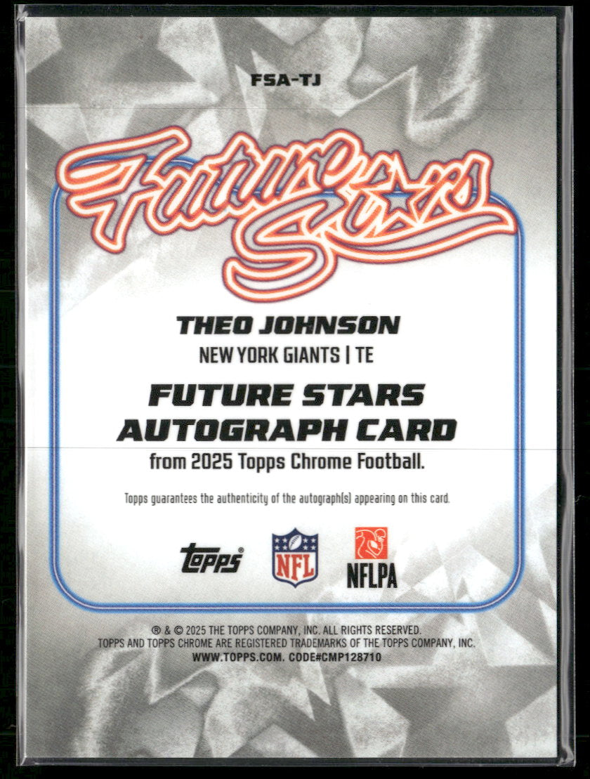2025 Topps Chrome Future Star AU Orange Refractor Theo Johnson #/25 Auto #FSA-TJ
