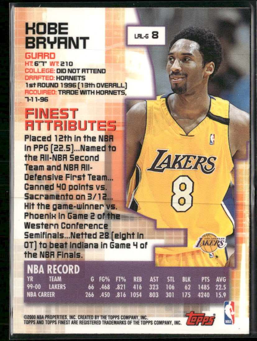 2000-01 Finest Kobe Bryant #8 Damaged On Back