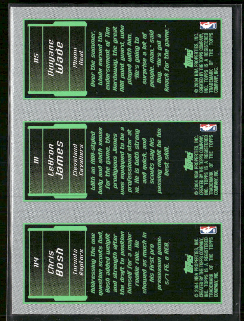2003-04 Topps Rookie Matrix Dwyane Wade / LeBron James / Chris Bosh Rookie