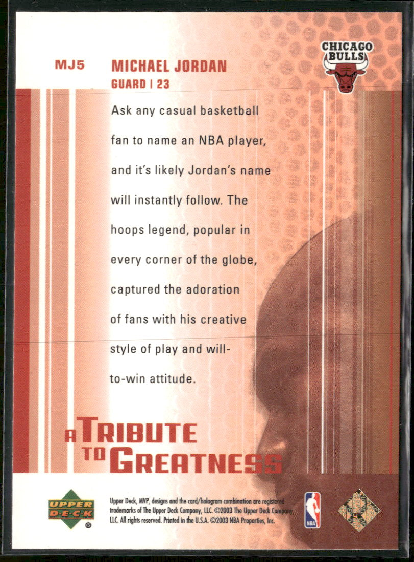2003-04 Upper Deck MVP A Tribute to Greatness Michael Jordan #MJ5