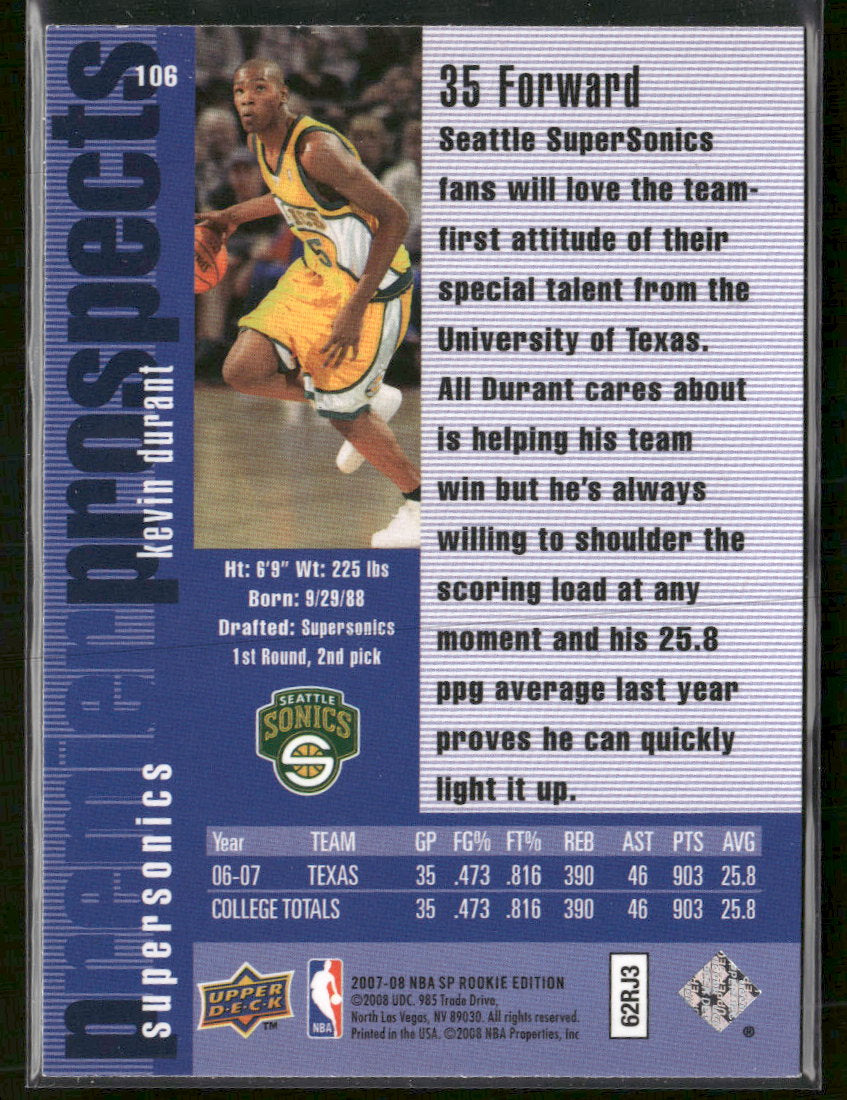 2007-08 SP Rookie Edition Kevin Durant #106