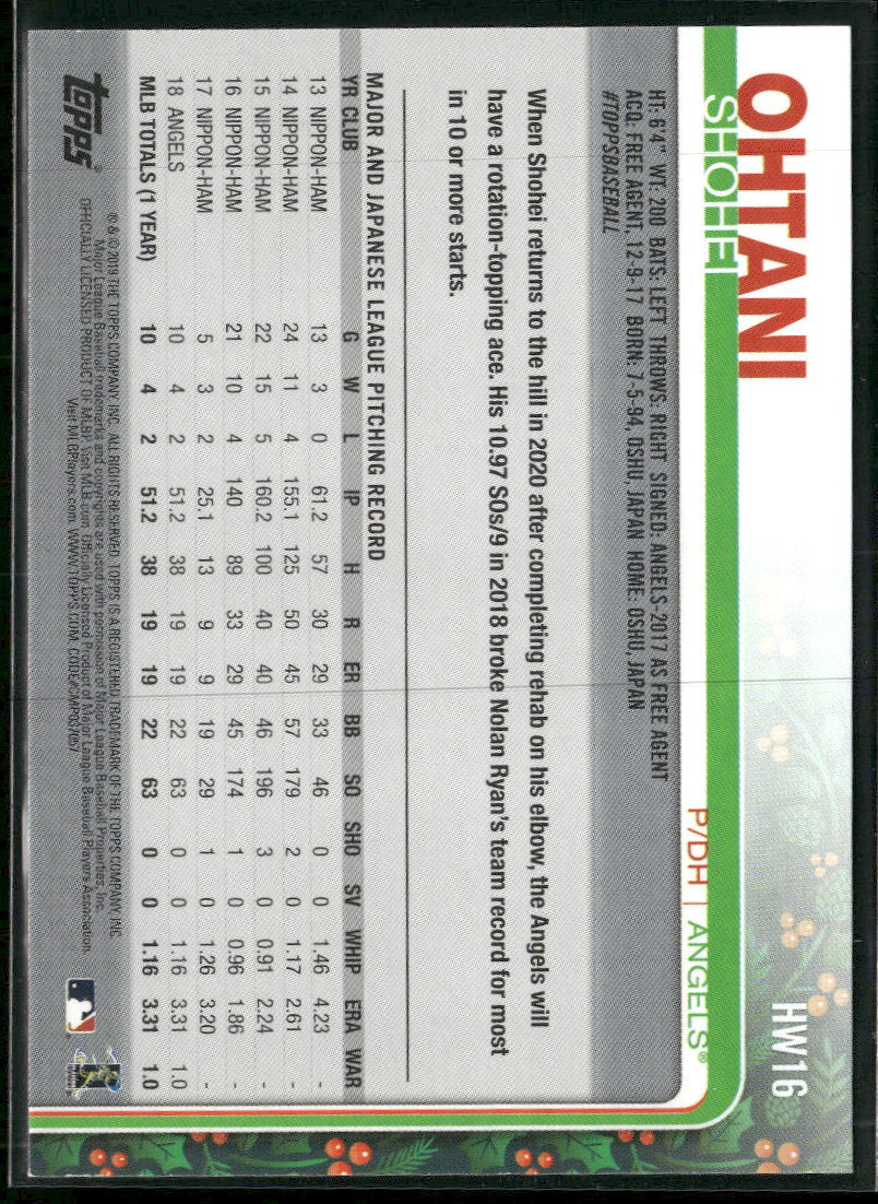 2019 Topps Holiday Metallic Shohei Ohtani #HW16