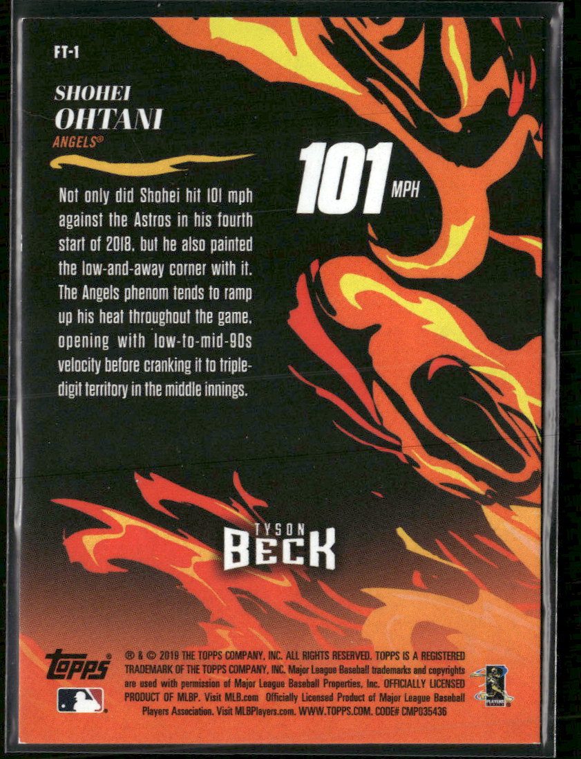 2019 Topps Fire Flamethrowers Gold Minted Shohei Ohtani #FT-1
