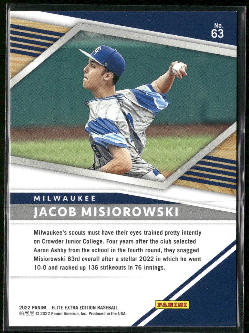2022 Panini Elite Extra Edition Jacob Misiorowski #/999 #63