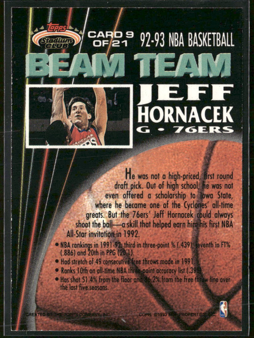 1992-93 Stadium Club Beam Team Members Only Jeff Hornacek #9