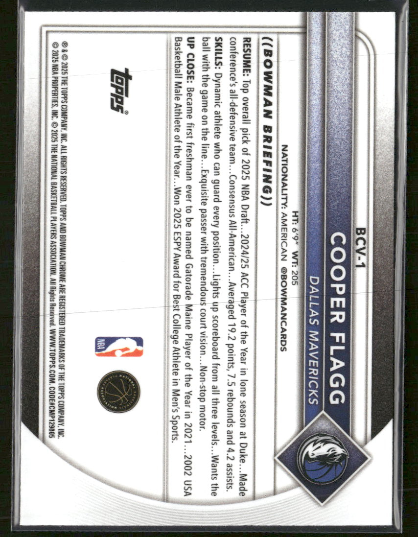 2025-26 Bowman Chrome Mojo Refractors Cooper Flagg #BCV-1