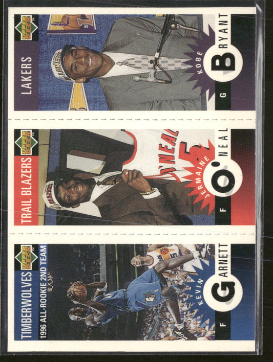 1996-97 Collector's Mini-Cards Panels Kevin Garnett/Jermaine O'Neal/Kobe Bryant