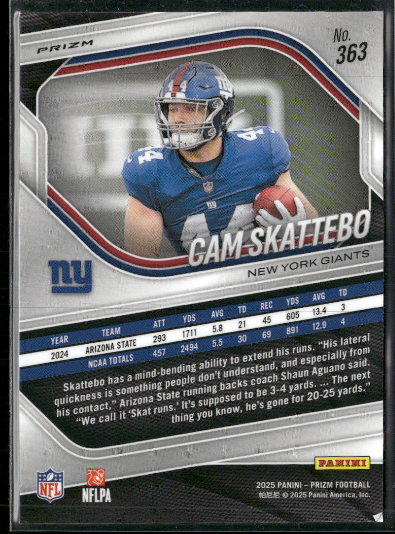2025 Panini Prizm Red White and Blue Cam Skattebo #363