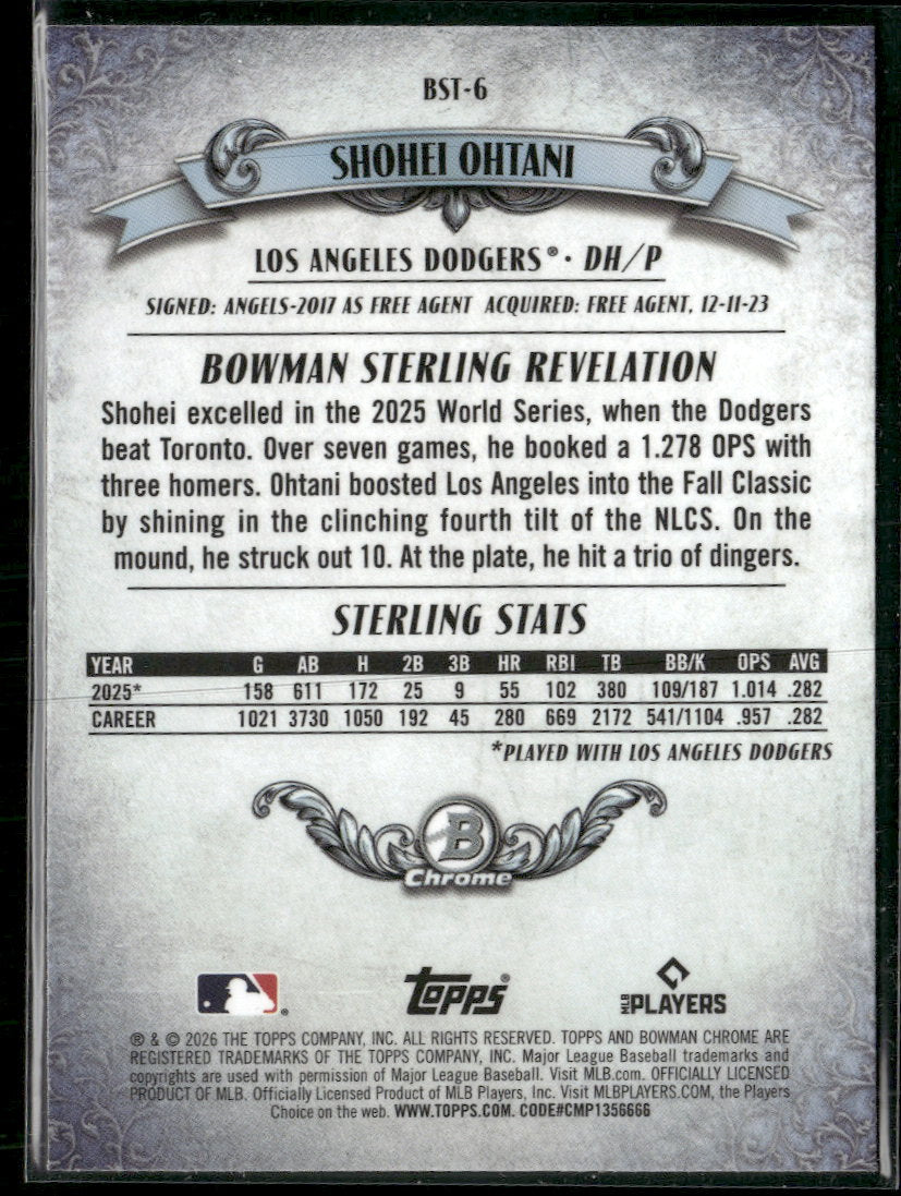 2026 Bowman Bowman Sterling Mojo Refractors Shohei Ohtani #BST-6