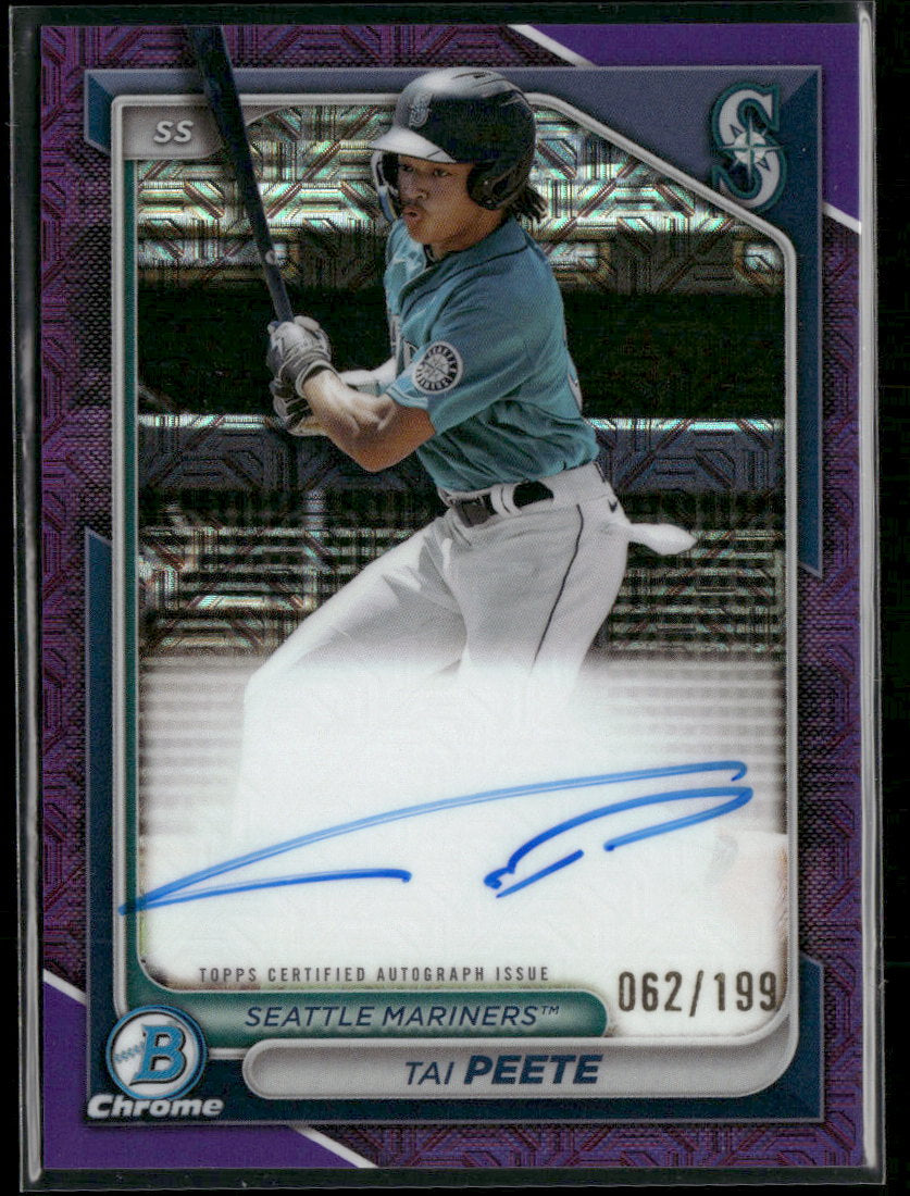 2024 Bowman Chrome Prospect AU Mojo Purple Refractors Tai Peete #/199 Auto