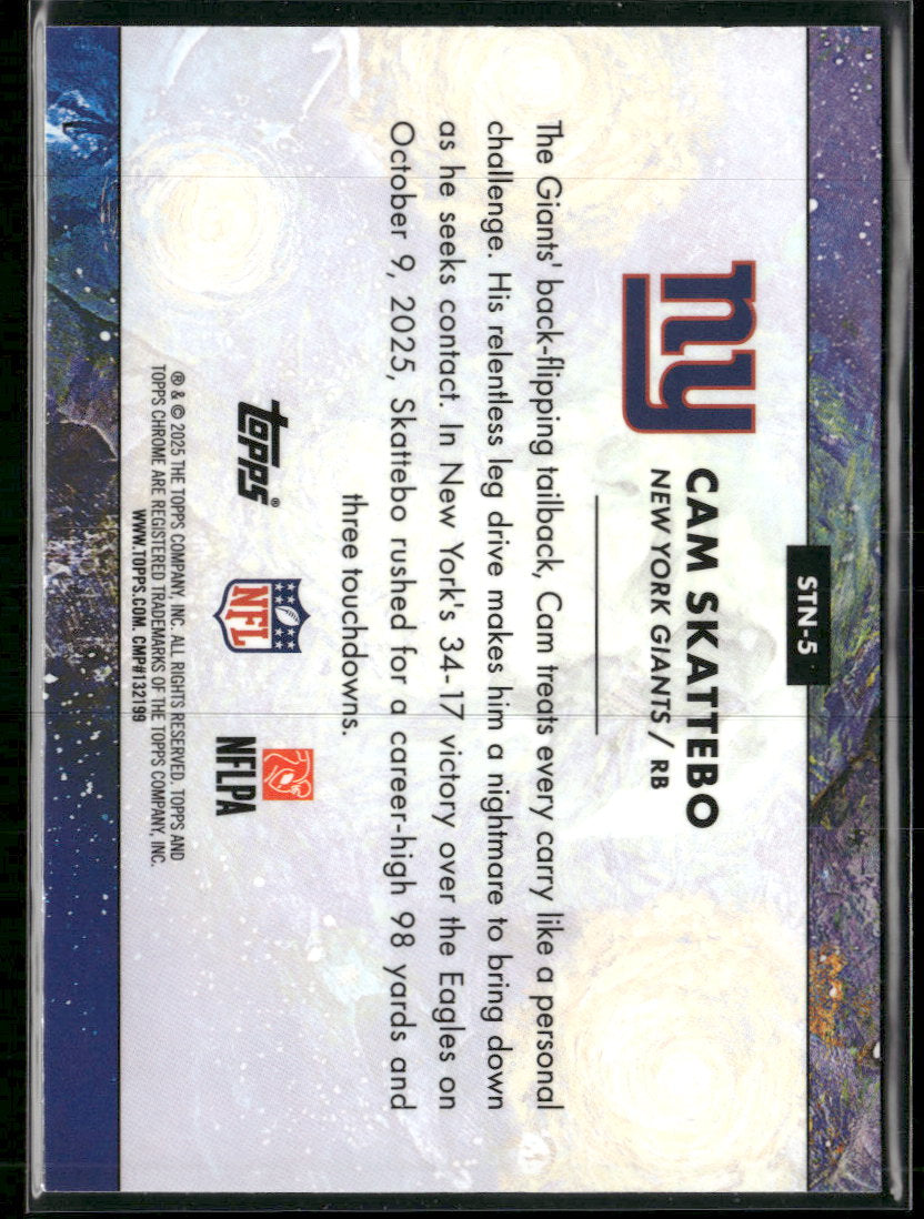 2025 Topps Chrome Cosmic Stars in the Night Cam Skattebo #STN-5