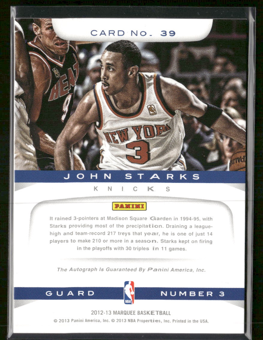 2012-13 Panini Marquee Legends Signatures John Starks Auto #39