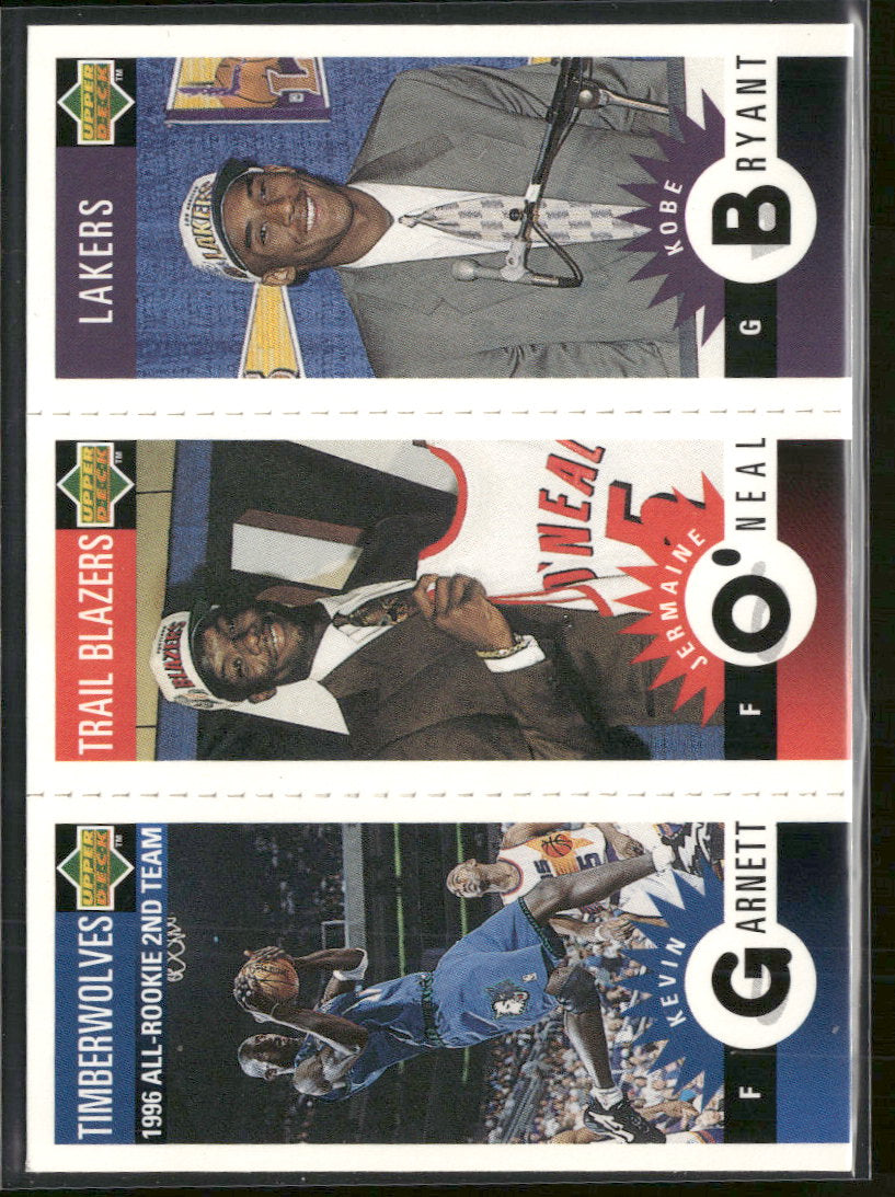 1996-97 Collector's Mini-Cards Panels Kevin Garnett/Jermaine O'Neal/Kobe Bryant