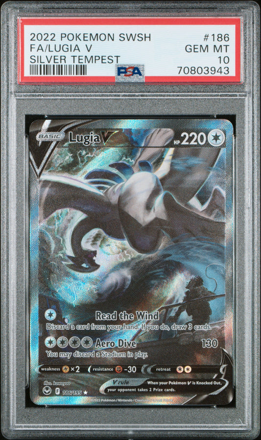2022 Pokemon Sword & Shield Silver Tempest Fa/Lugia V 10 PSA #186