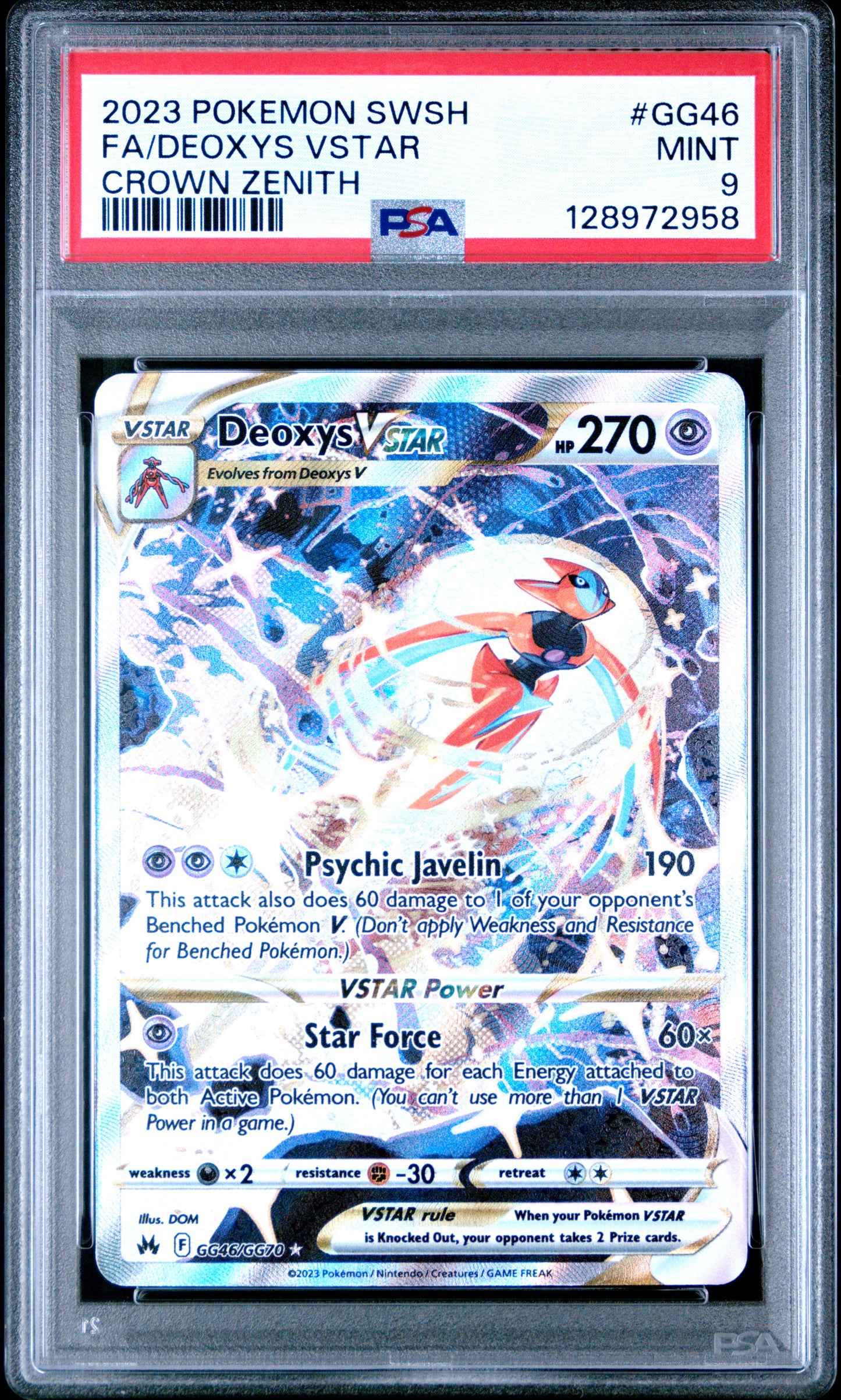 2023 Pokemon SWSH Crown Zenith Fa/Deoxys Vstar 9 PSA #GG46