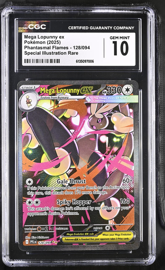 2025 Phantasmal Flames Mega Lopunny ex 10 CGC #128/094