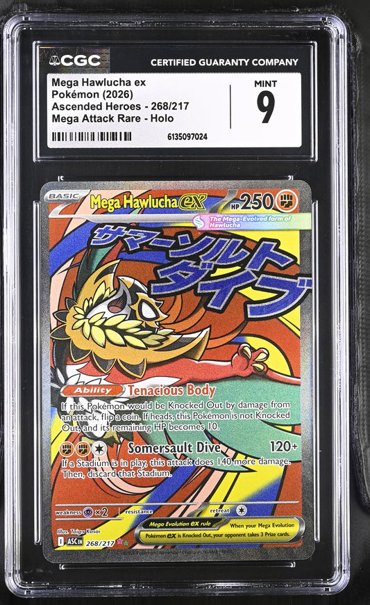 2026 Ascended Heroes Mega Hawlucha ex 9 CGC #268/217