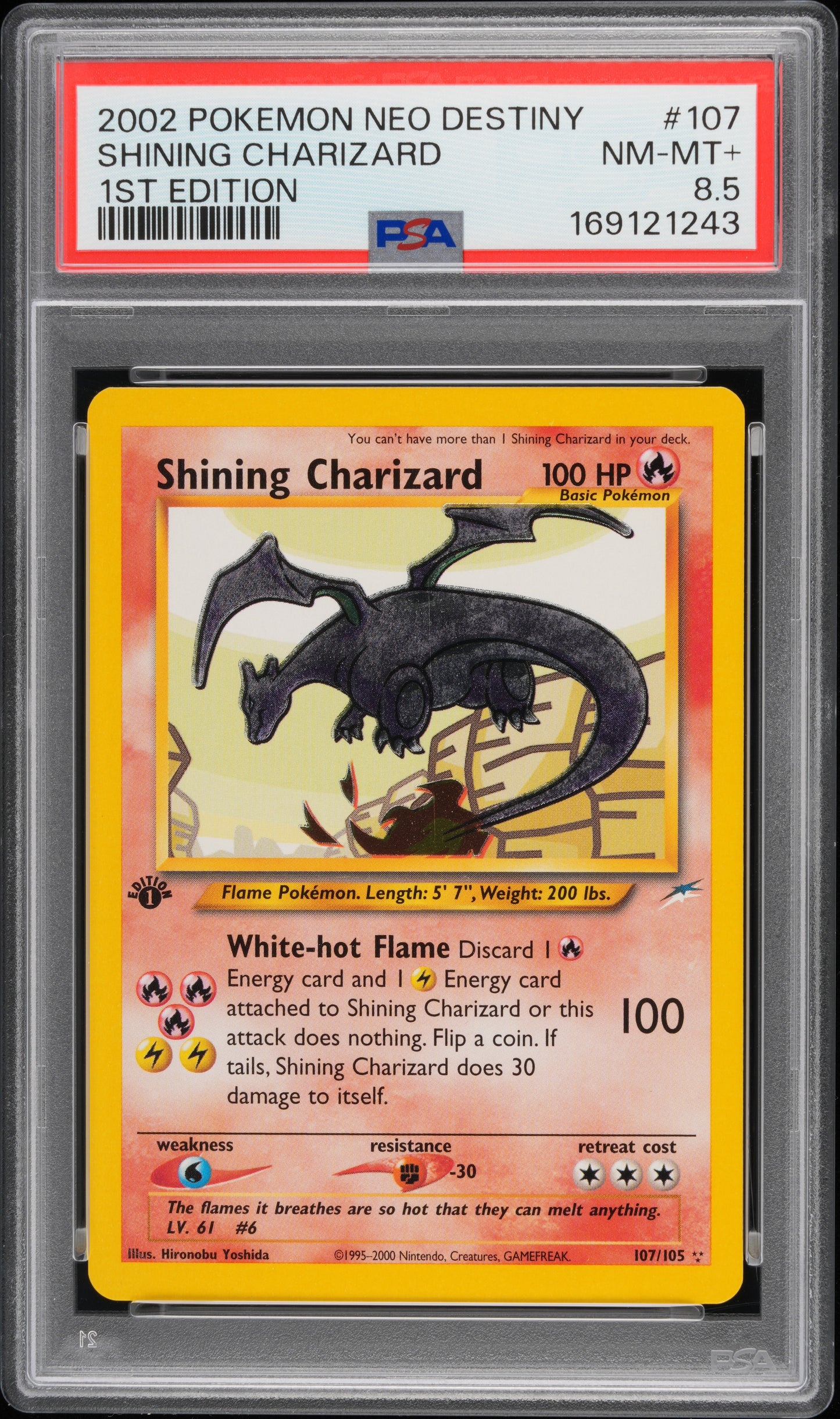 2002 Pokemon Neo Destiny 1st Edition Shining Charizard 8.5 PSA #107