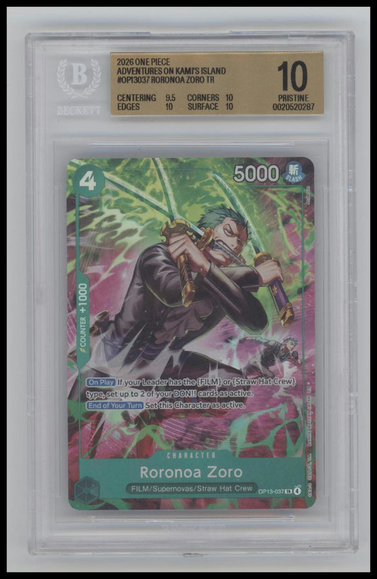 2026 One Piece Adventures on KAMI's Island Roronoa Zoro TR 10 BGS #OP13-037
