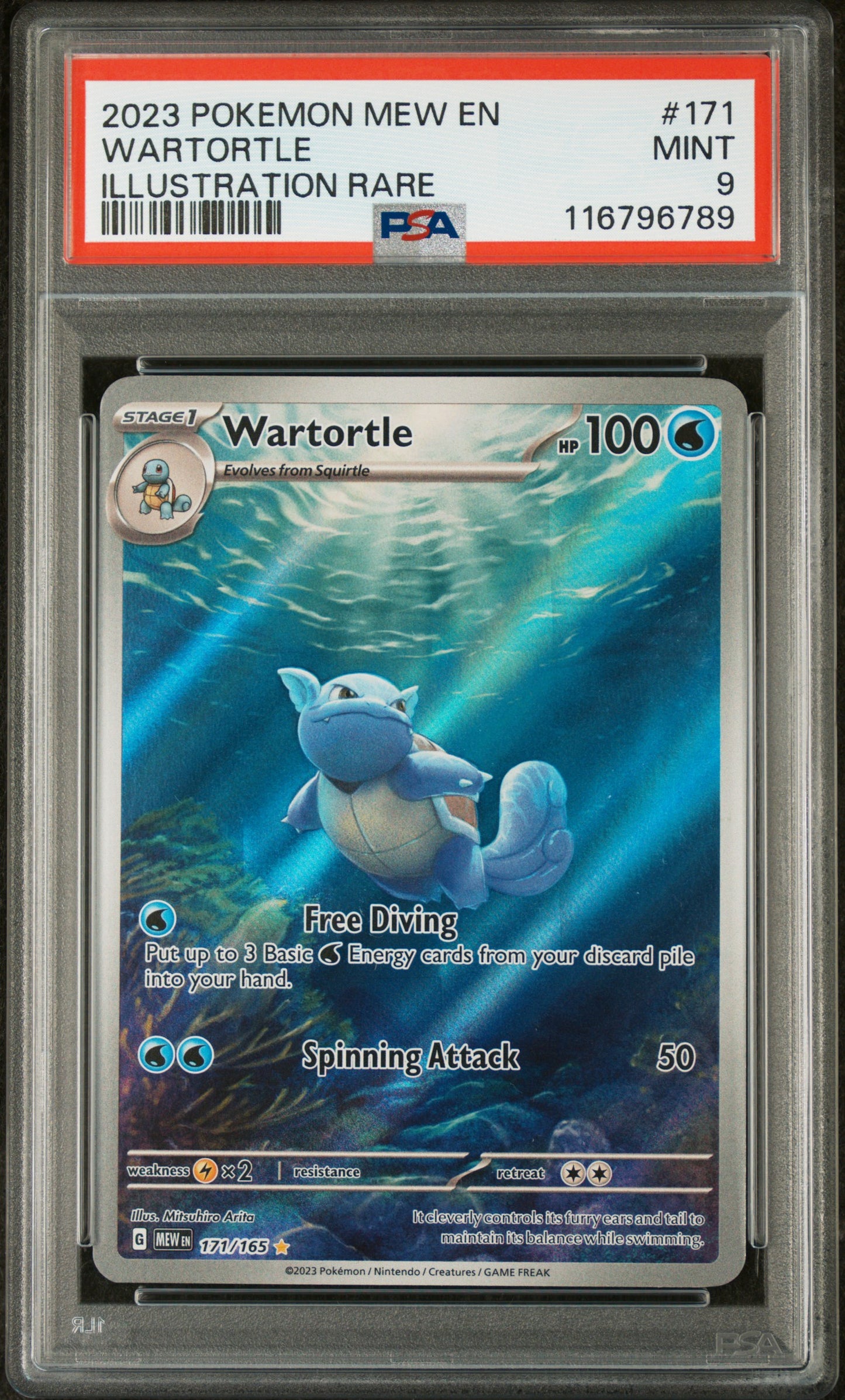 2023 Pokemon Mew En-151 Illustration Rare Wartortle 9 PSA #171