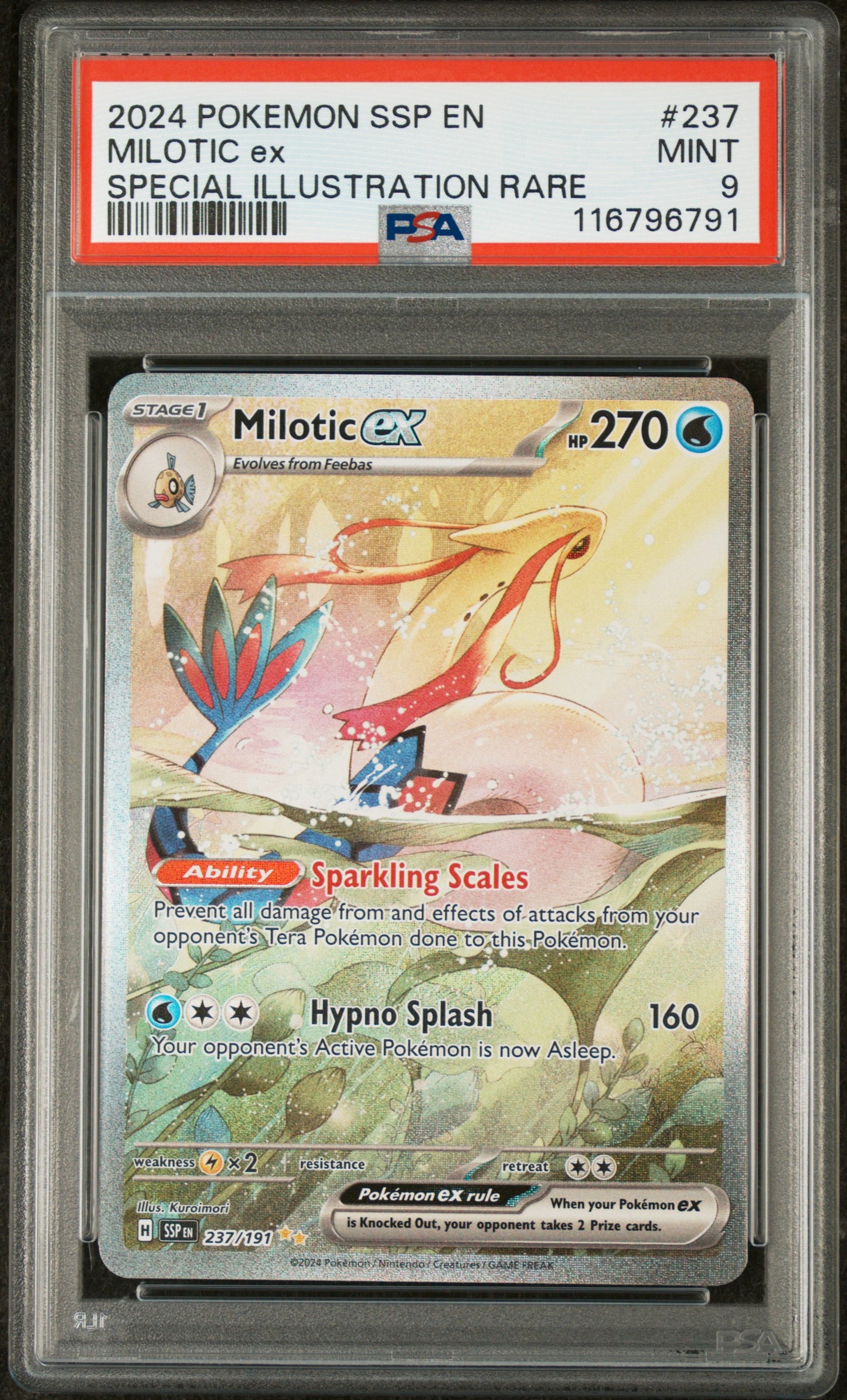 2024 Pokemon Surging Sparks Special Illustration Rare Milotic Ex 9 PSA #237