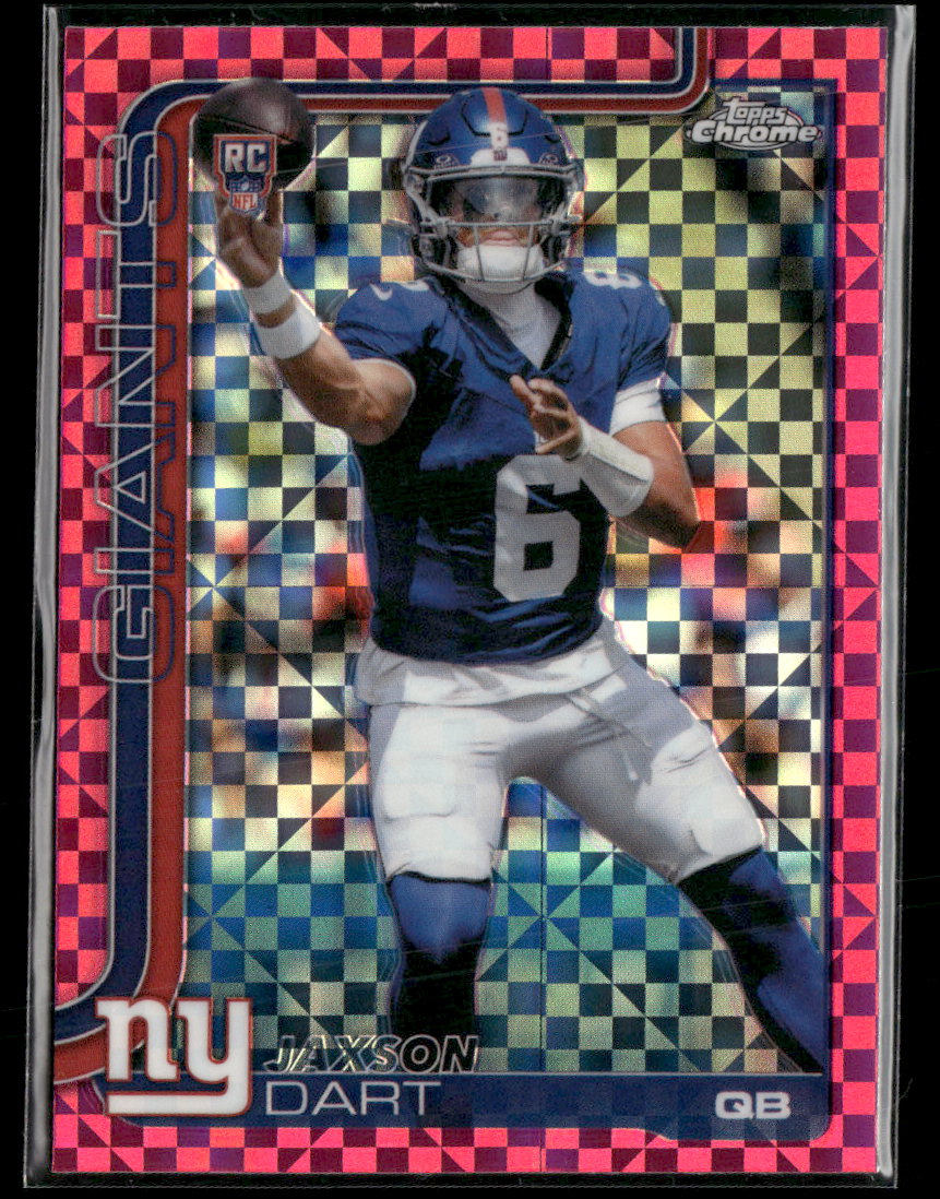 2025 Topps Chrome Pink X-Fractor Jaxson Dart Rookie #306