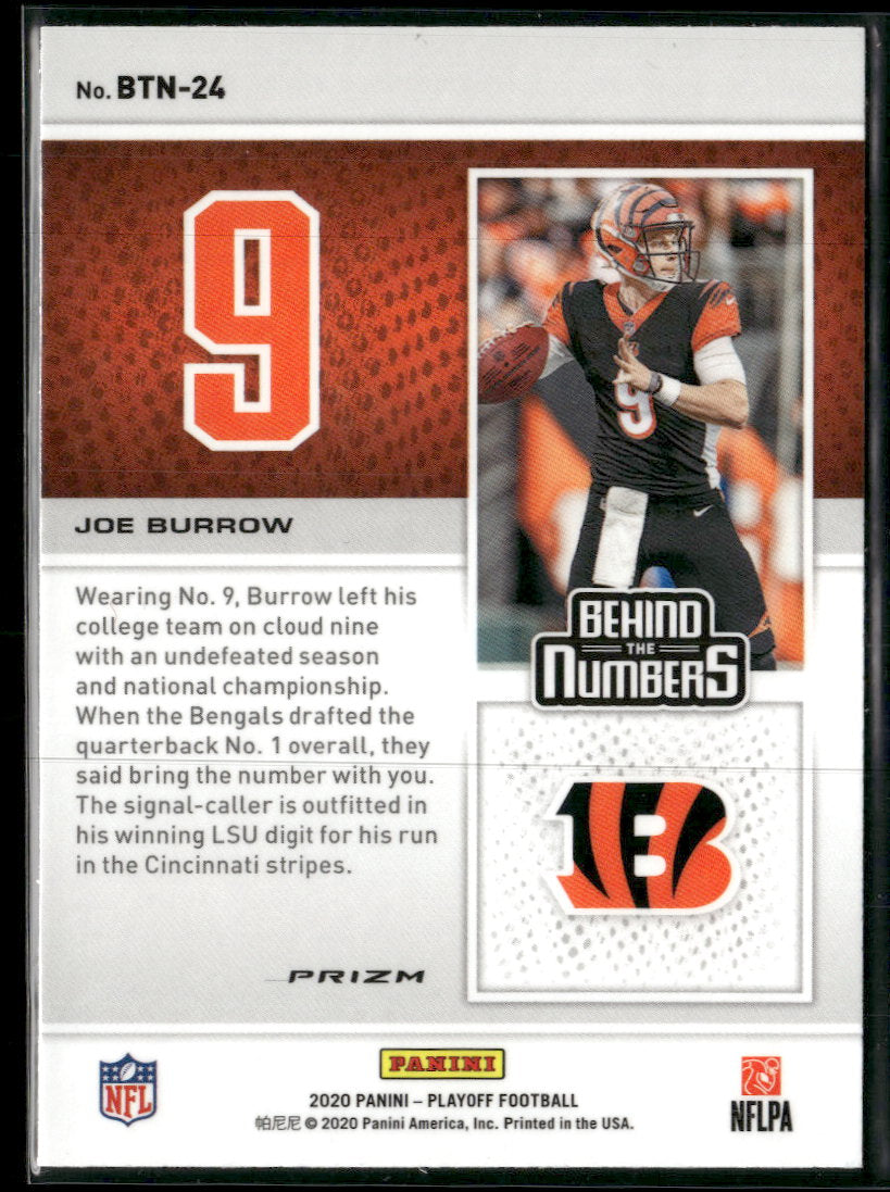 2020 Panini Playoff Behind the Numbers Silver Joe Burrow #BTN-24