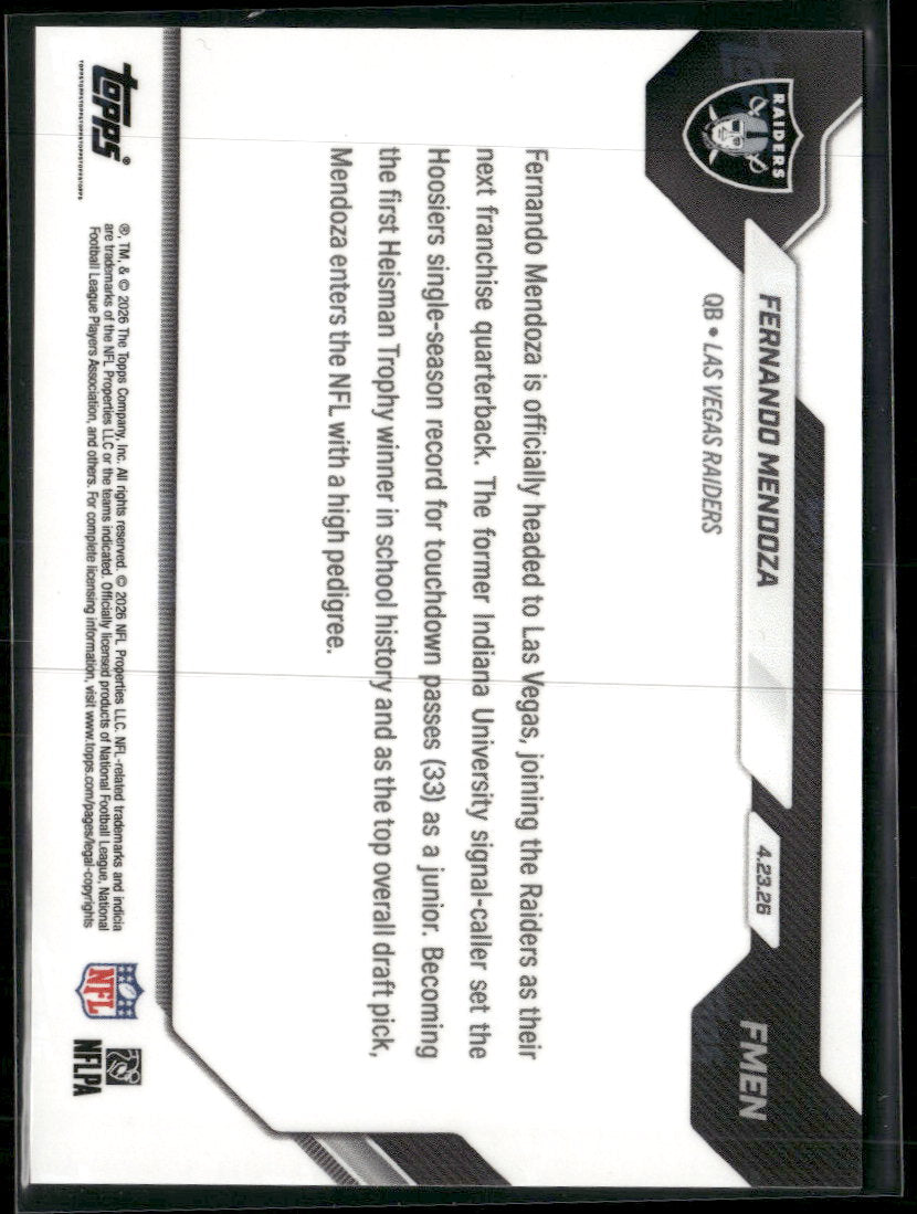 2026 Topps Now Fernando Mendoza #FMEN